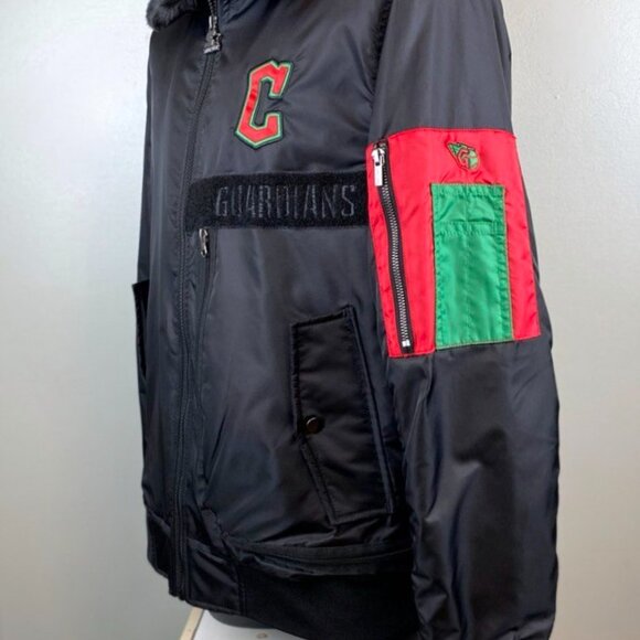 CLEVELAND GUARDIANS Ty Mopkins STARTER Winter Jacket Fleece Lining BLACKLARGE